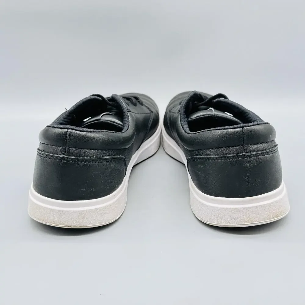 Cuater Shoes Mens 11 Black Leather Low Top Casual Lace Up Spikeless Golf Sneaker